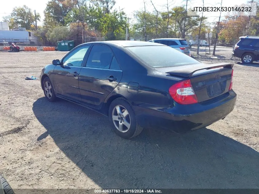 2003 Toyota Camry Se VIN: JTDBE32K530146232 Lot: 40637763