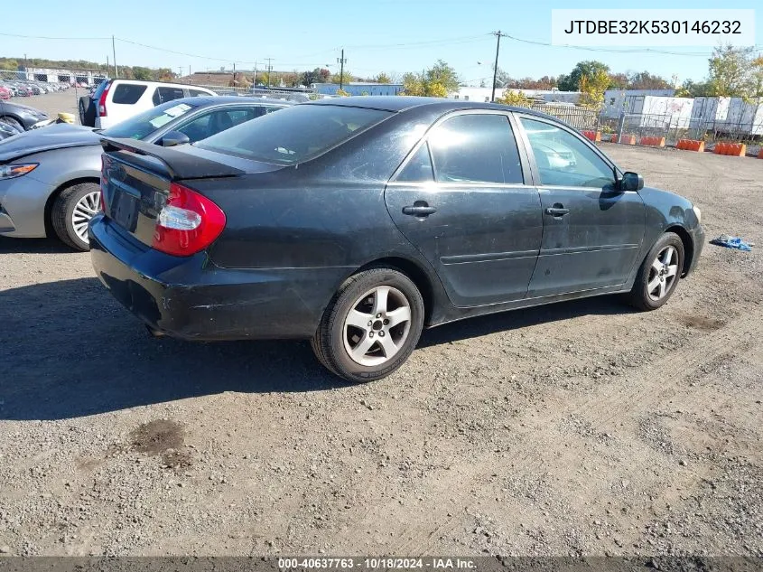 2003 Toyota Camry Se VIN: JTDBE32K530146232 Lot: 40637763