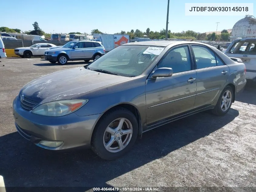 2003 Toyota Camry Xle V6 VIN: JTDBF30K930145018 Lot: 40646479