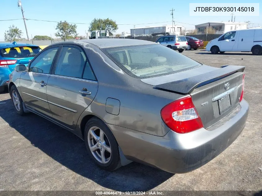 2003 Toyota Camry Xle V6 VIN: JTDBF30K930145018 Lot: 40646479