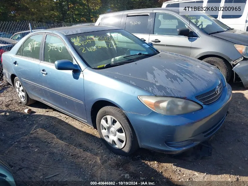 2003 Toyota Camry Le VIN: 4T1BE32K63U200965 Lot: 40646882