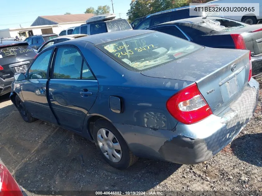 2003 Toyota Camry Le VIN: 4T1BE32K63U200965 Lot: 40646882