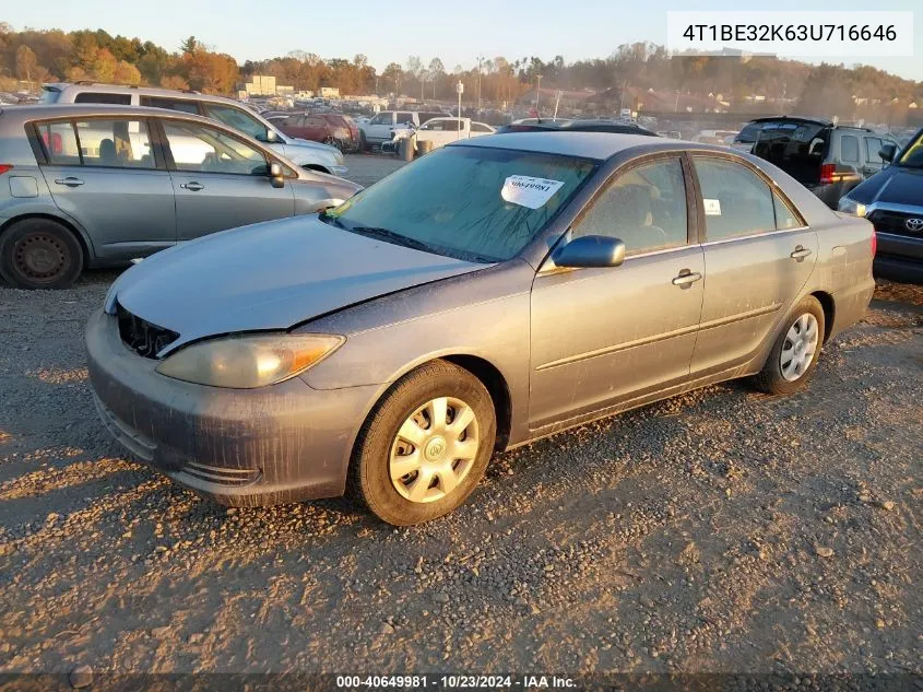 2003 Toyota Camry Le VIN: 4T1BE32K63U716646 Lot: 40649981