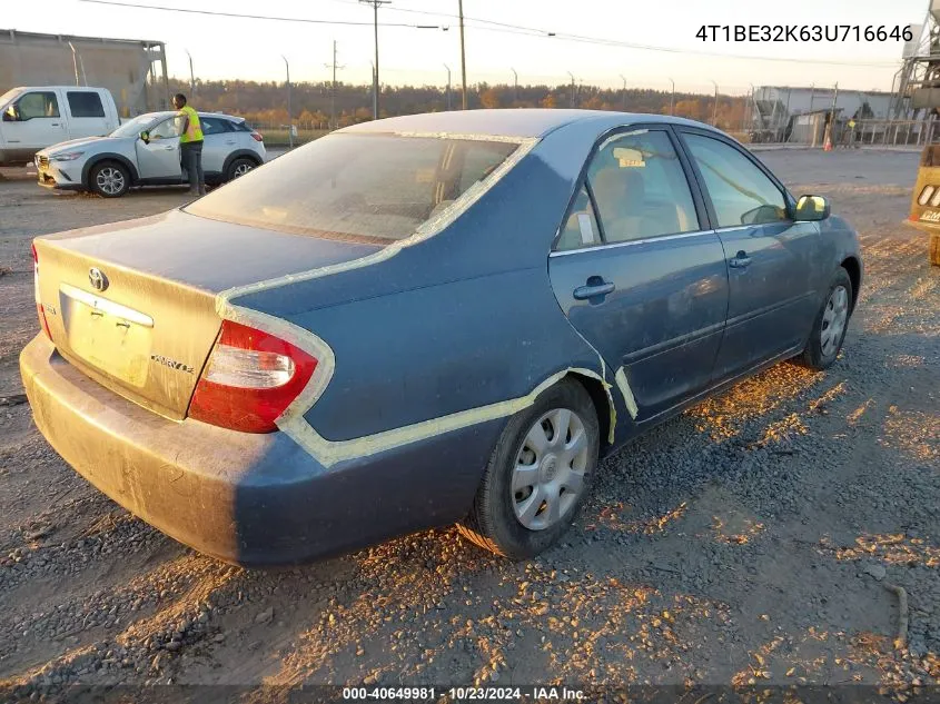 2003 Toyota Camry Le VIN: 4T1BE32K63U716646 Lot: 40649981