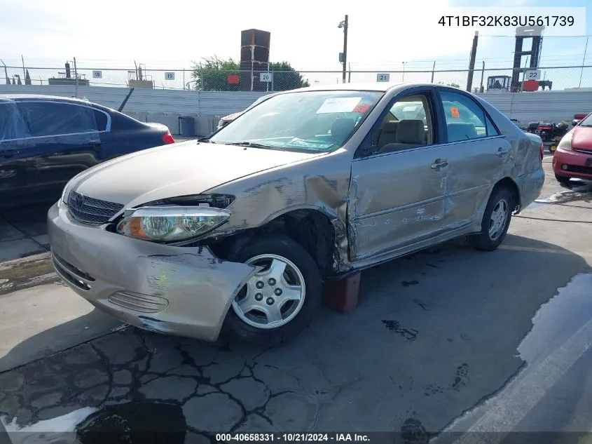 2003 Toyota Camry Le V6 VIN: 4T1BF32K83U561739 Lot: 40658331