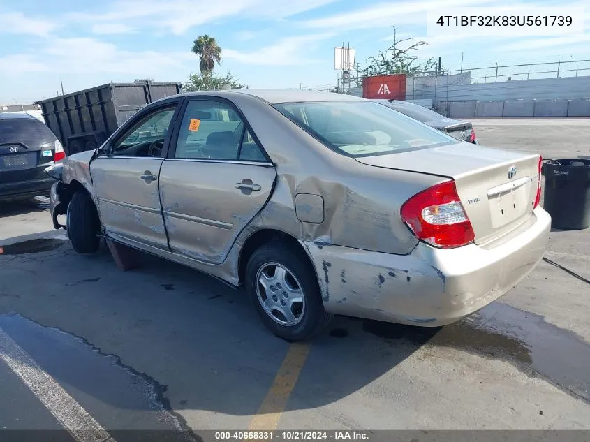 2003 Toyota Camry Le V6 VIN: 4T1BF32K83U561739 Lot: 40658331