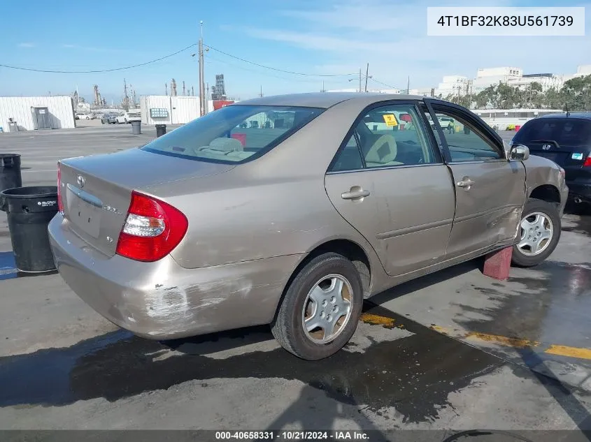 2003 Toyota Camry Le V6 VIN: 4T1BF32K83U561739 Lot: 40658331