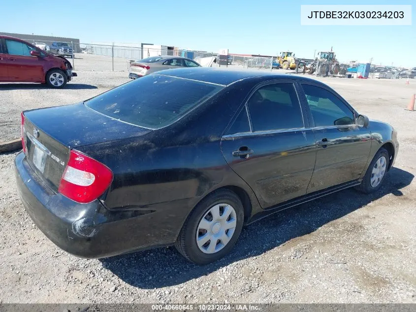 2003 Toyota Camry Le VIN: JTDBE32K030234203 Lot: 40660645