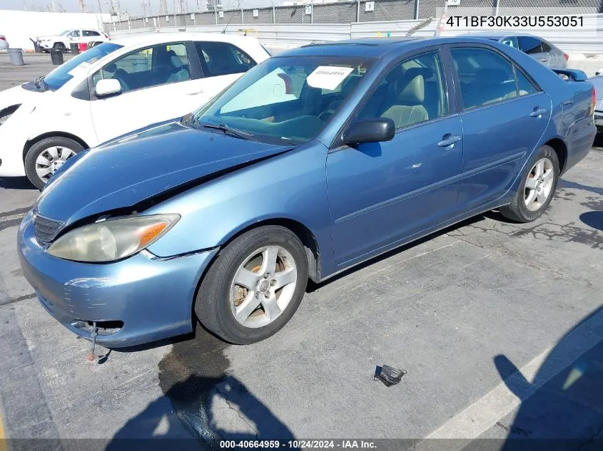 2003 Toyota Camry Se V6 VIN: 4T1BF30K33U553051 Lot: 40664959