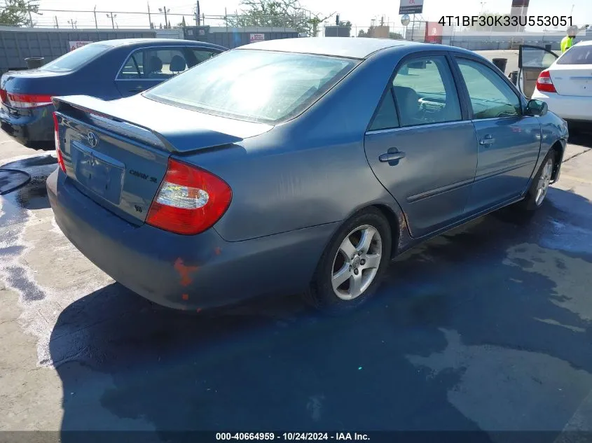 2003 Toyota Camry Se V6 VIN: 4T1BF30K33U553051 Lot: 40664959