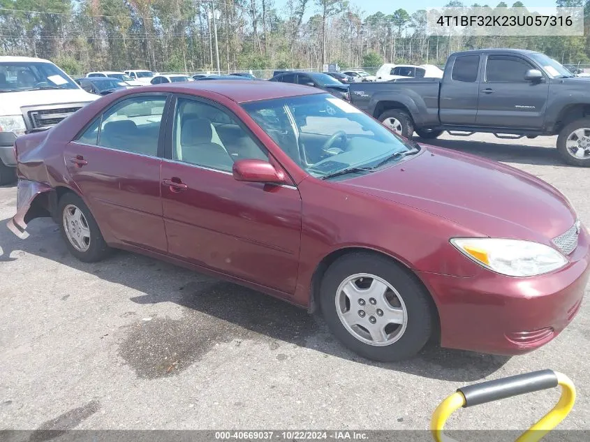 2003 Toyota Camry Le V6 VIN: 4T1BF32K23U057316 Lot: 40669037