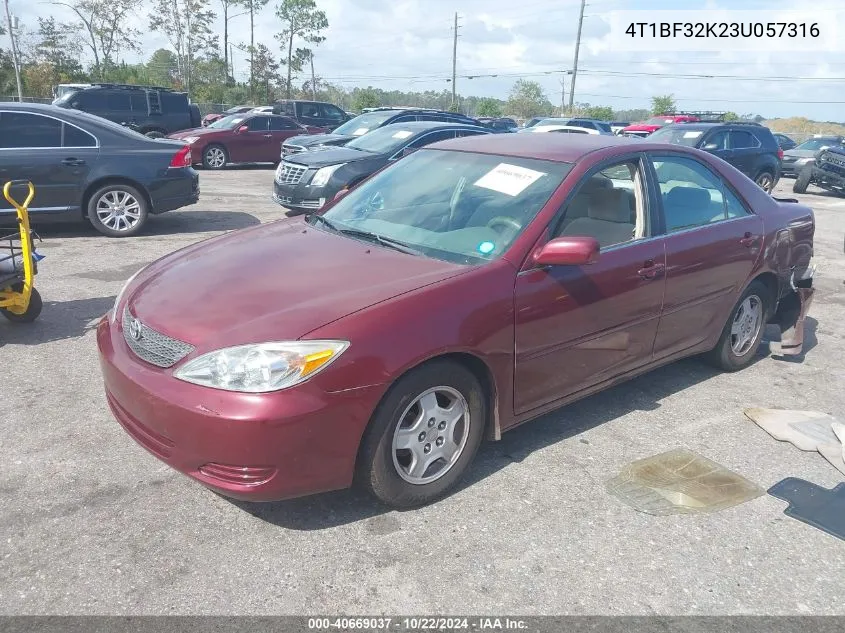 2003 Toyota Camry Le V6 VIN: 4T1BF32K23U057316 Lot: 40669037