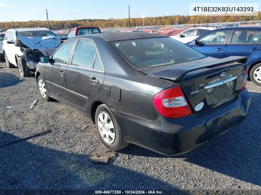 2003 Toyota Camry Le VIN: 4T1BE32K83U143393 Lot: 40677250