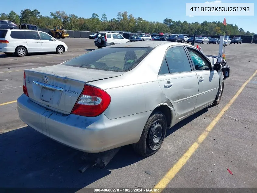 2003 Toyota Camry Le VIN: 4T1BE32K53U251793 Lot: 40680278