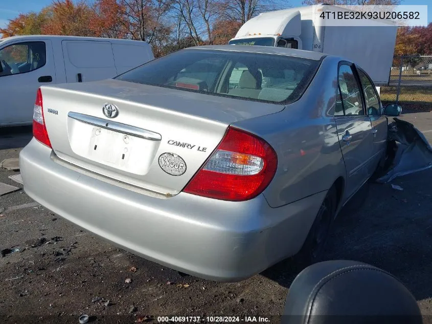 2003 Toyota Camry Le/Xle/Se VIN: 4T1BE32K93U206582 Lot: 40691737