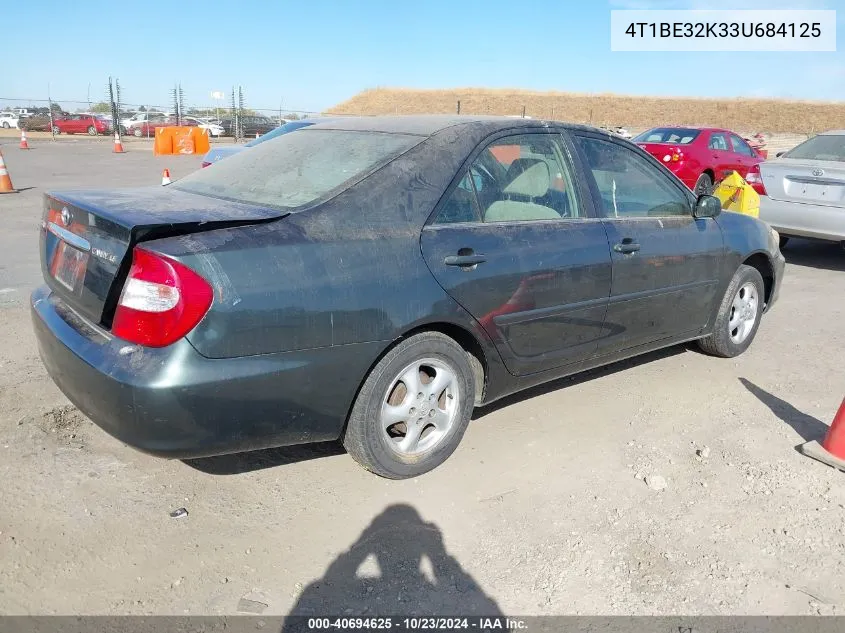 2003 Toyota Camry Le VIN: 4T1BE32K33U684125 Lot: 40694625