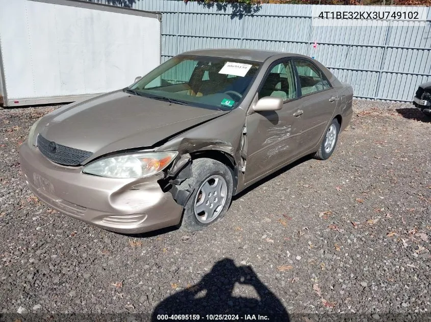 2003 Toyota Camry Le VIN: 4T1BE32KX3U749102 Lot: 40695159