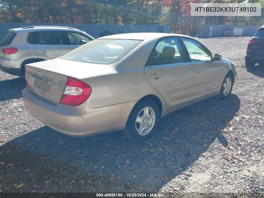 2003 Toyota Camry Le VIN: 4T1BE32KX3U749102 Lot: 40695159