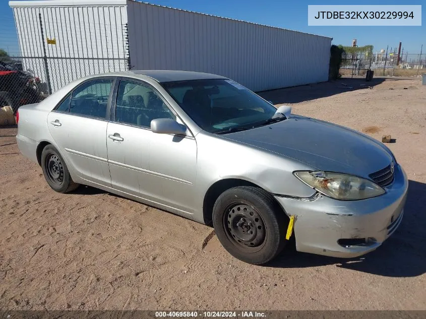 2003 Toyota Camry Le VIN: JTDBE32KX30229994 Lot: 40695840