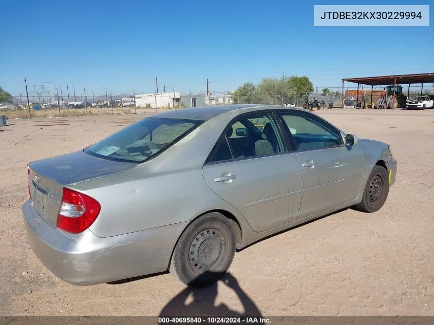 2003 Toyota Camry Le VIN: JTDBE32KX30229994 Lot: 40695840