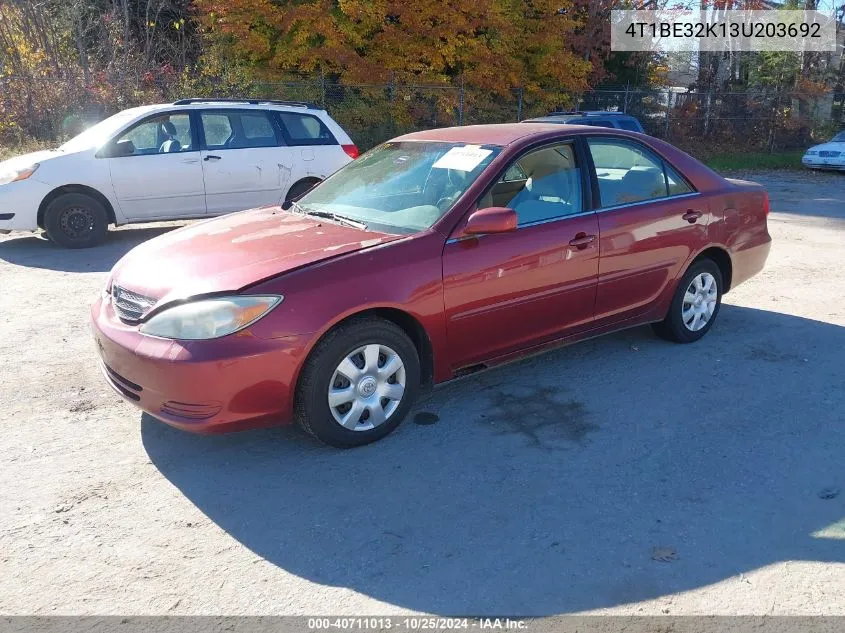 2003 Toyota Camry Le VIN: 4T1BE32K13U203692 Lot: 40711013