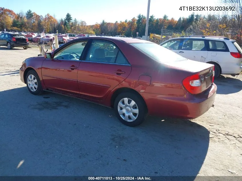 2003 Toyota Camry Le VIN: 4T1BE32K13U203692 Lot: 40711013