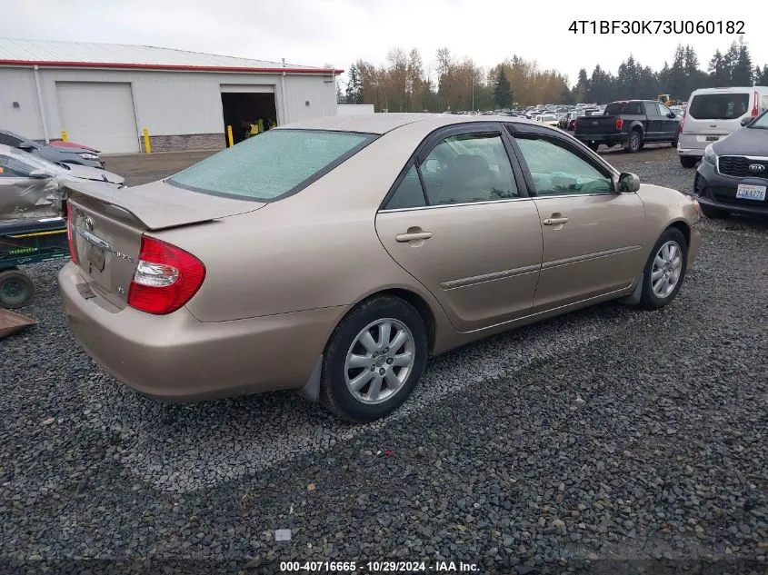 2003 Toyota Camry Xle V6 VIN: 4T1BF30K73U060182 Lot: 40716665