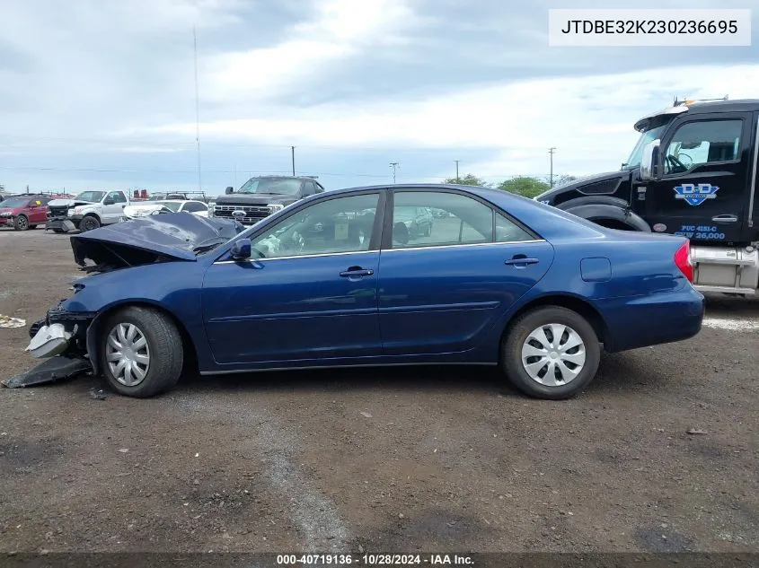 2003 Toyota Camry Le/Xle VIN: JTDBE32K230236695 Lot: 40719136