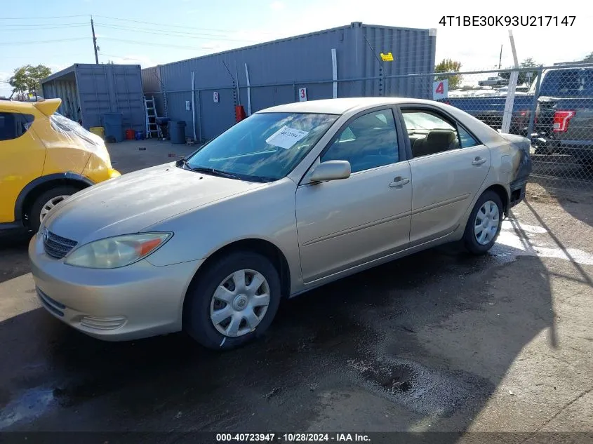 2003 Toyota Camry Le VIN: 4T1BE30K93U217147 Lot: 40723947