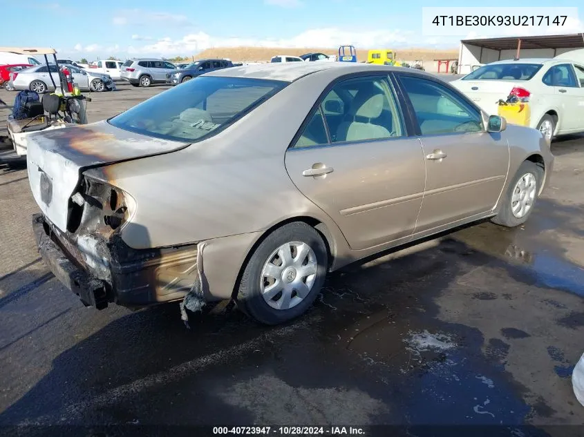 2003 Toyota Camry Le VIN: 4T1BE30K93U217147 Lot: 40723947