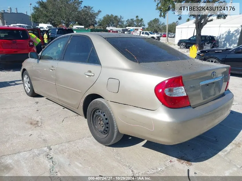 2003 Toyota Camry Le VIN: 4T1BE32K43U124176 Lot: 40724727