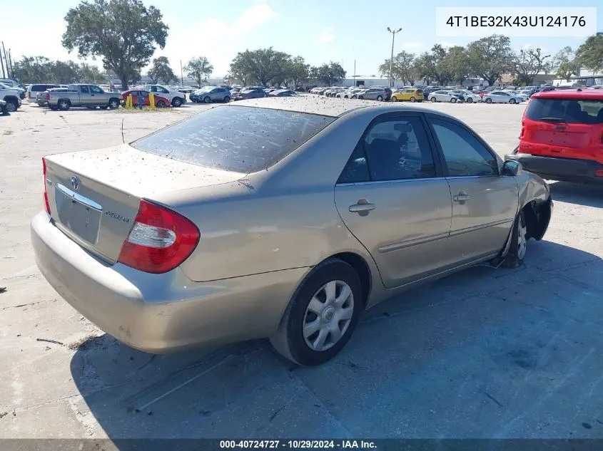 2003 Toyota Camry Le VIN: 4T1BE32K43U124176 Lot: 40724727