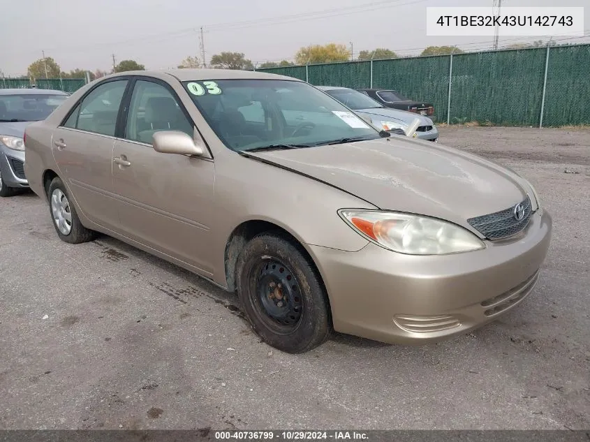 4T1BE32K43U142743 2003 Toyota Camry Le