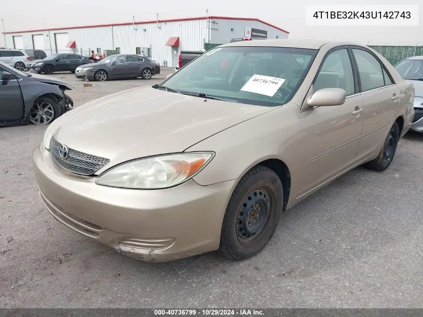 2003 Toyota Camry Le VIN: 4T1BE32K43U142743 Lot: 40736799