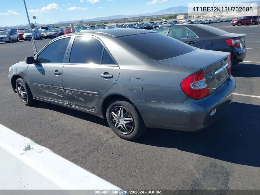 2003 Toyota Camry Le VIN: 4T1BE32K13U702685 Lot: 40739405