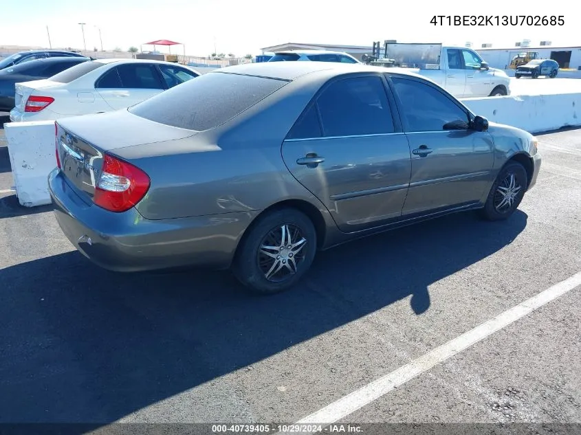 2003 Toyota Camry Le VIN: 4T1BE32K13U702685 Lot: 40739405