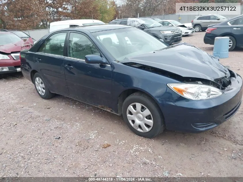 2003 Toyota Camry Le VIN: 4T1BE32KX3U257122 Lot: 40744318