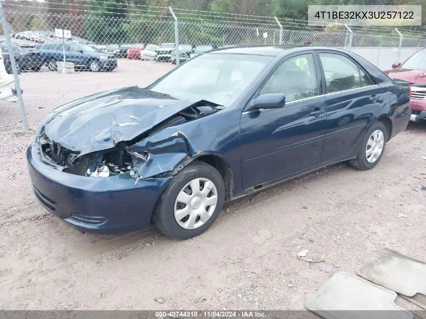 2003 Toyota Camry Le VIN: 4T1BE32KX3U257122 Lot: 40744318