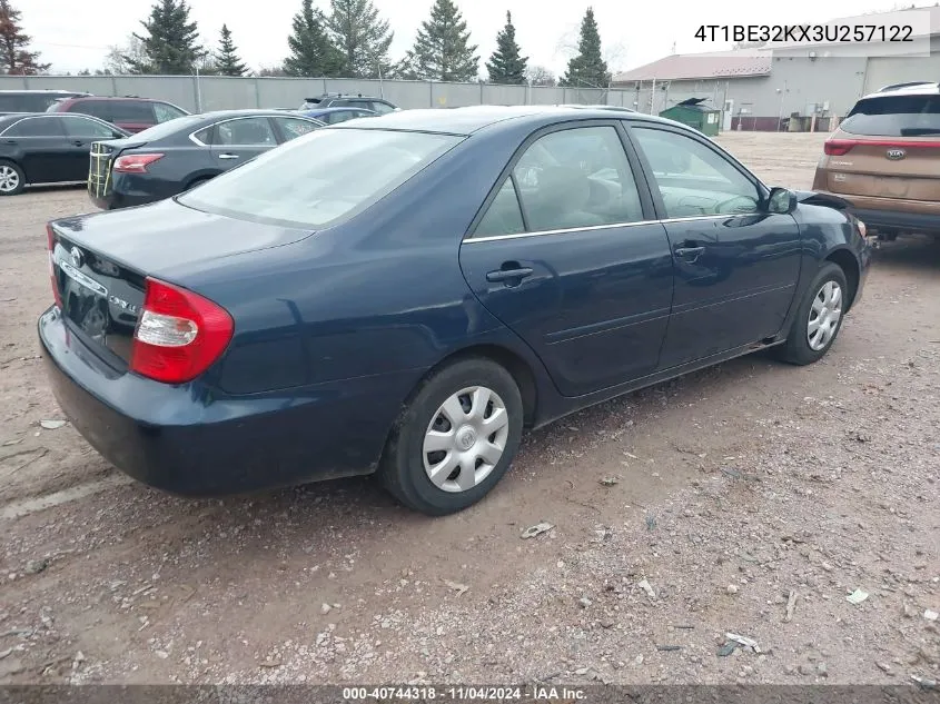 2003 Toyota Camry Le VIN: 4T1BE32KX3U257122 Lot: 40744318