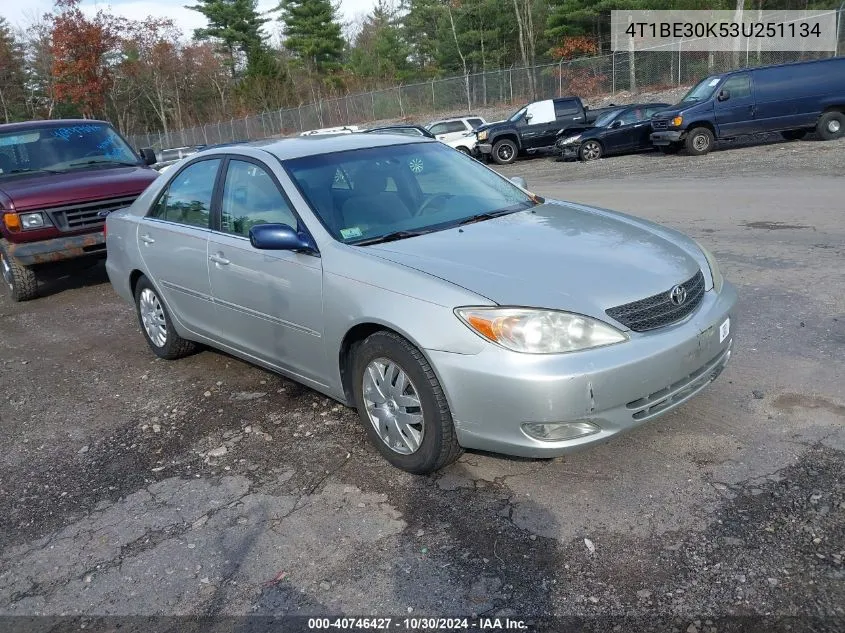 2003 Toyota Camry Xle VIN: 4T1BE30K53U251134 Lot: 40746427