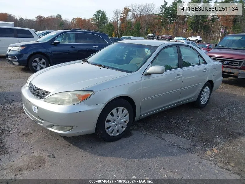 2003 Toyota Camry Xle VIN: 4T1BE30K53U251134 Lot: 40746427