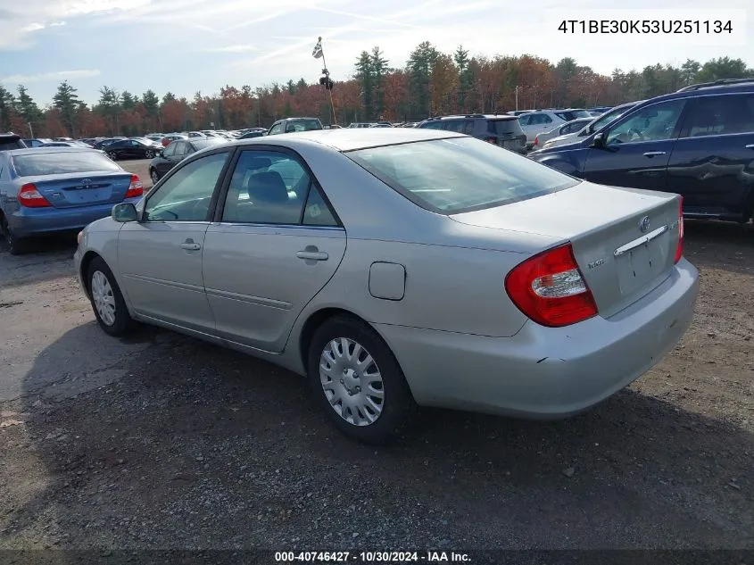 2003 Toyota Camry Xle VIN: 4T1BE30K53U251134 Lot: 40746427