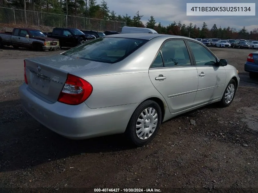 2003 Toyota Camry Xle VIN: 4T1BE30K53U251134 Lot: 40746427