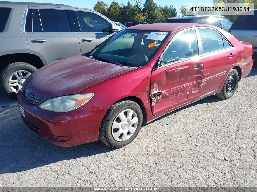 2003 Toyota Camry Le VIN: 4T1BE32K53U193054 Lot: 40754425