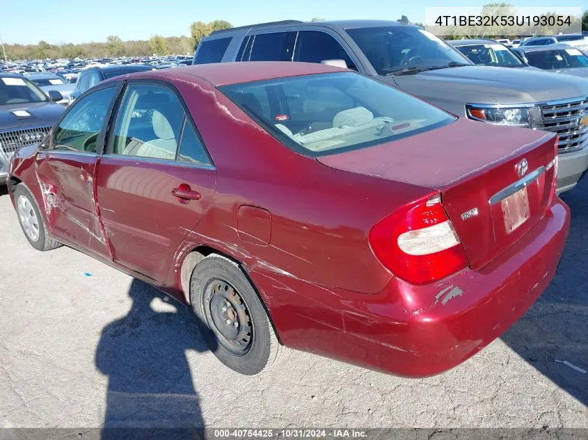 2003 Toyota Camry Le VIN: 4T1BE32K53U193054 Lot: 40754425