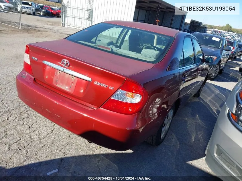 2003 Toyota Camry Le VIN: 4T1BE32K53U193054 Lot: 40754425