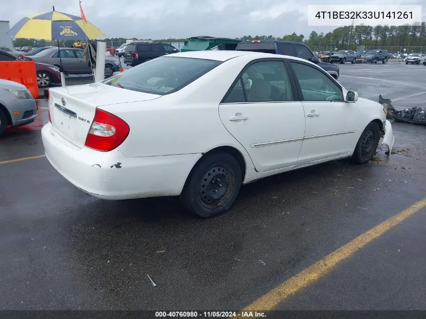 2003 Toyota Camry Xle VIN: 4T1BE32K33U141261 Lot: 40760980