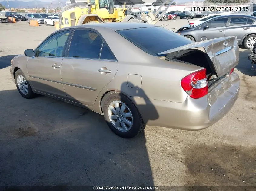 2003 Toyota Camry Xle VIN: JTDBE32K730147155 Lot: 40763594