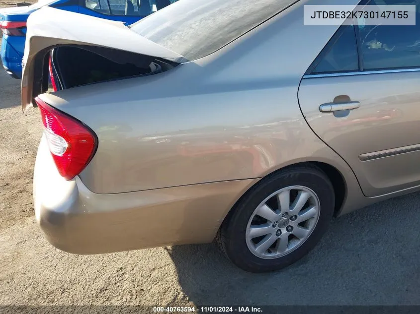 2003 Toyota Camry Xle VIN: JTDBE32K730147155 Lot: 40763594