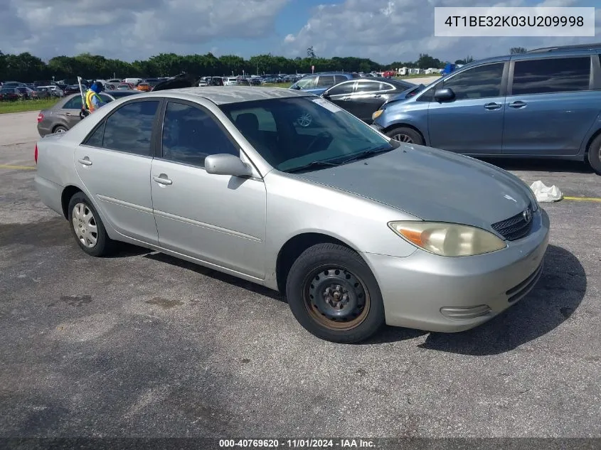 2003 Toyota Camry Le VIN: 4T1BE32K03U209998 Lot: 40769620